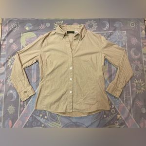 harvé benard brown dotted tan button up